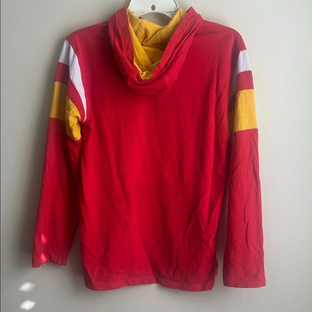 NFL Kansas City Chiefs long sleeve hooded color block shirt EUC size large 14/16